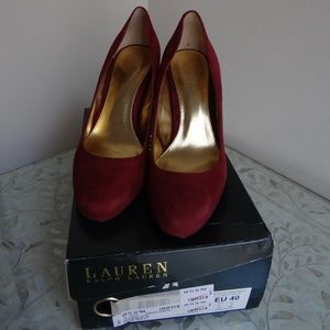 Ralph Lauren red suede leather pumps NEW 9.5